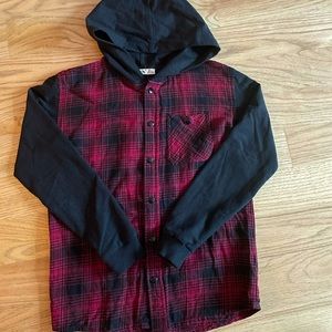 Dex Boy’s Mixed Media Cotton Hooded Shirt, sz S